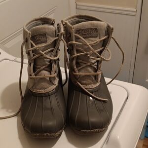 Sperry Charcoal and Beige Duck Boots